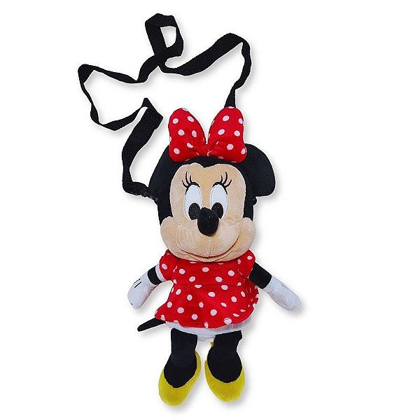 Bolsa de Pelúcia Minnie Mouse Taimes DXT9005-MK6 Acessório Infantil Macio e Original com Alça para Passeio