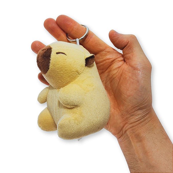 Capivara de Pelúcia Bege com Chaveiro 10cm – Teca Fizzy Toys