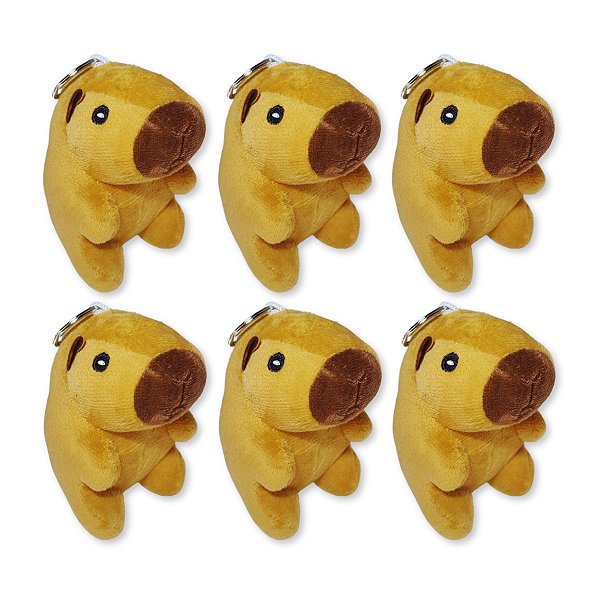 6 Capivaras de Pelúcia Com Chaveiro Fizzy Toys Capi