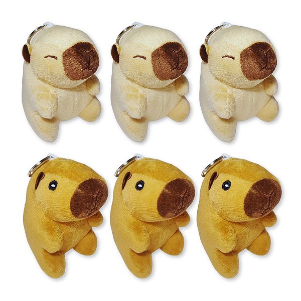 6 Capivaras de Pelúcia Com Chaveiro Fizzy Toys Misto