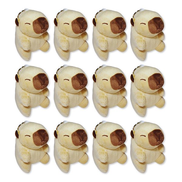12 Capivaras de Pelúcia Com Chaveiro Fizzy Toys Bege Teca