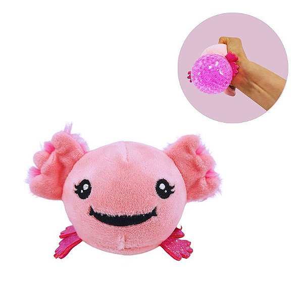 Axolote de Pelúcia Com Bolinhas de Gel Antiestresse Toyng Rosa