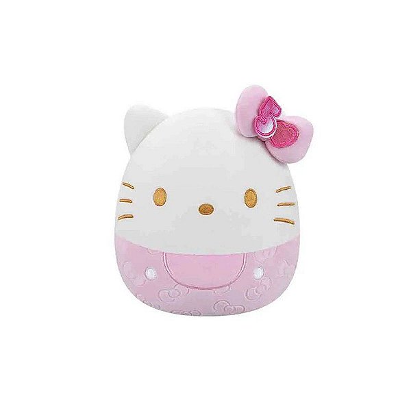 Bicho de Pelúcia Squishmallows Sunny 3877 Edição Especial Aniversário de 50 Anos Hello Kitty Rosa