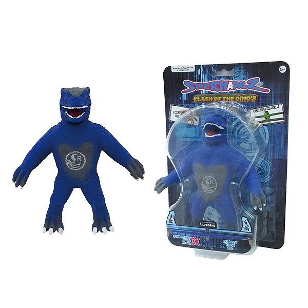 Dinossauro Stretchapalz Elástico 14cm - Brinquedo Colecionável Que Estica até 3x o Tamanho Raptor-B