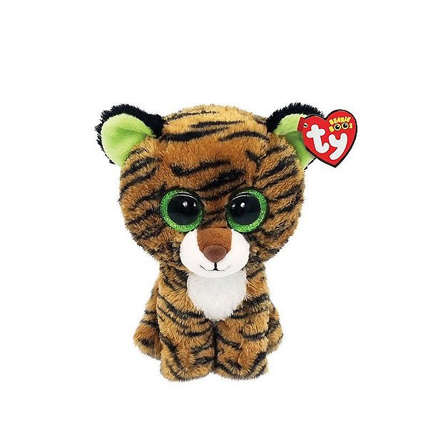 Pelúcia Ty Tigre Tiggy - Pelúcia Macia com Listras e Olhos Verdes Brilhantes, Segurança Inmetro