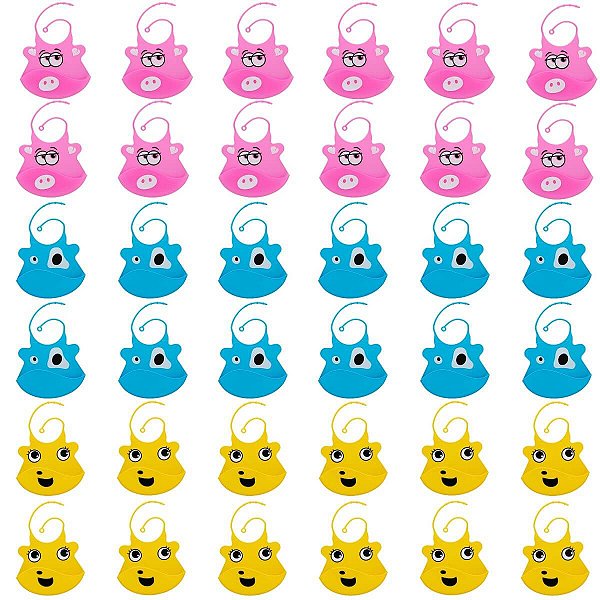 Kit Atacado 36 Babadores de Silicone Clink Cores Sortidas com Cata Migalhas