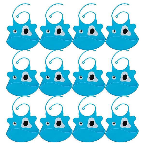 Kit Atacado 12 Babadores de Silicone Clink Cores Sortidas com Cata Migalhas