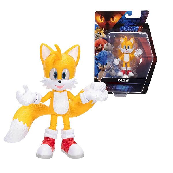 Boneco Tails Articulável 11cm - Personagem do Filme Sonic 3 para Brincar e Colecionar