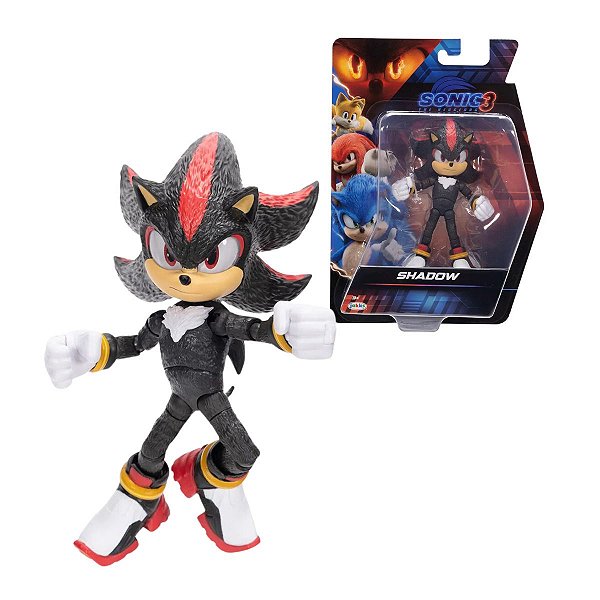 Boneco Colecionável Shadow Articulável 13cm - Reviva Suas Aventuras Favoritas do Filme Sonic 3