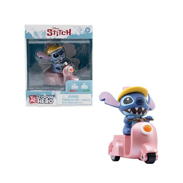 Boneco Stitch com Veículo Aventuras Inesquecíveis para Fãs do Alien Mais Querido Lambreta Rosa