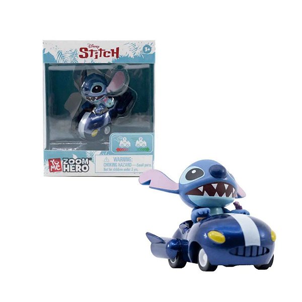 Corrida com Stitch Veículo Temático e Detalhado Ideal para Brincar ou Colecionar Carrinho Azul