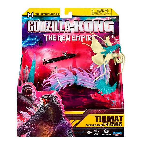 Boneco Tiamat 15cm Articulado - Godzilla x Kong: O Novo Império - Criatura Aquática com Submarino