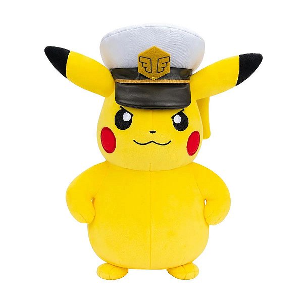 Pelúcia Pikachu Capitão Pokémon - Item de Colecionador, Licenciado, Alta Qualidade e Ótimo Acabamento