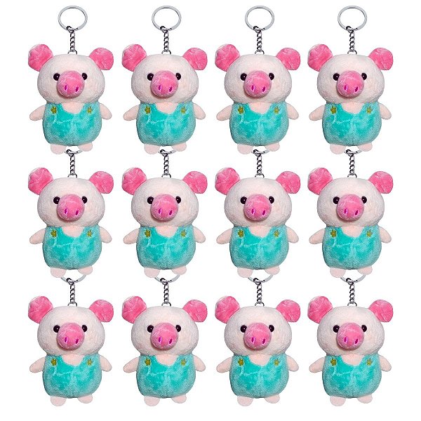 Kit 12 Mini Porquinhos de Pelúcia - Compacto, Super Fofinho e Ideal para Mochilas, Bolsas e Decoração