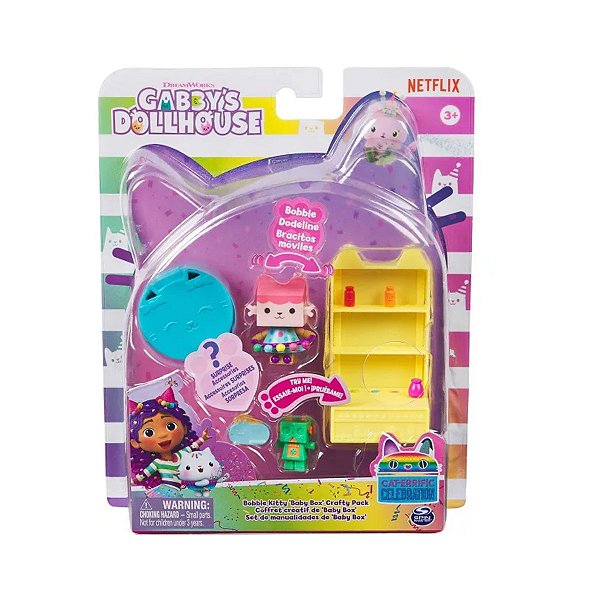 Brinquedo Baby Box Gabby’s Dollhouse - Conjunto de Móveis e Personagens para Crianças a partir de 3 anos!