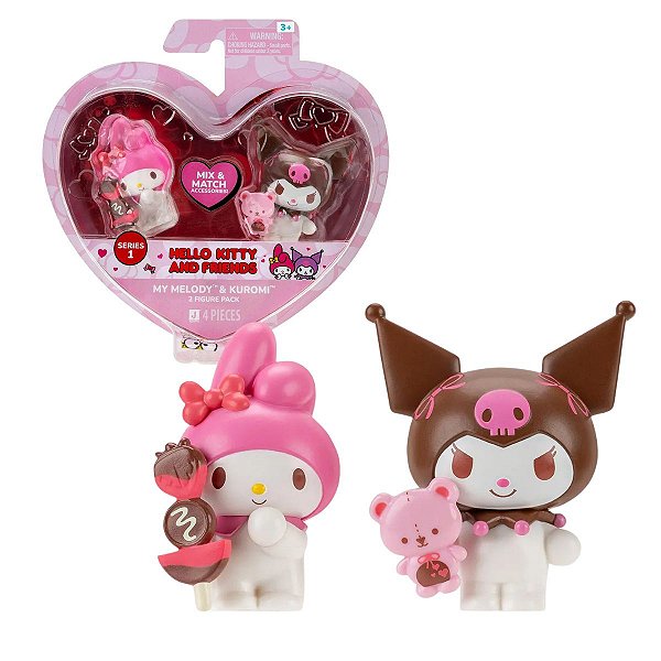 Kit 2 Figuras My Melody & Kuromi – Edição Romântica, Presente Perfeito para Fãs Sanrio