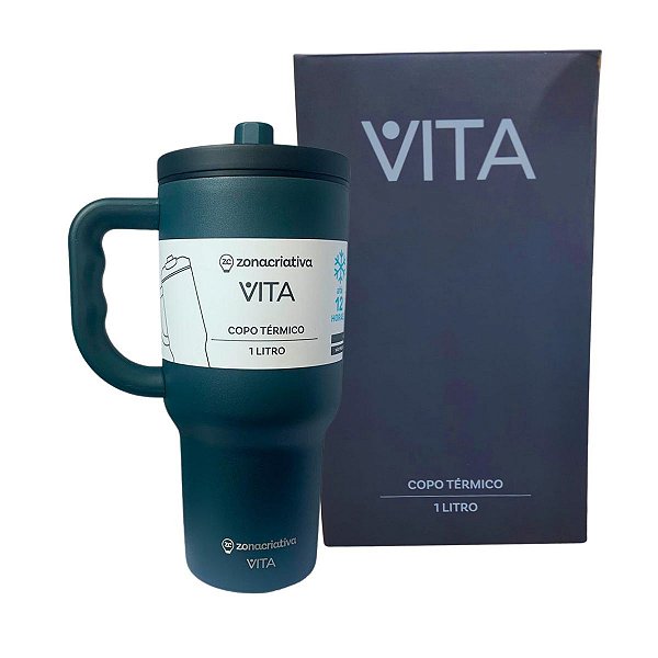 Copo Térmico Zona Criativa Vita 1L – Com Tampa, Alça Ergonômica e Design Moderno