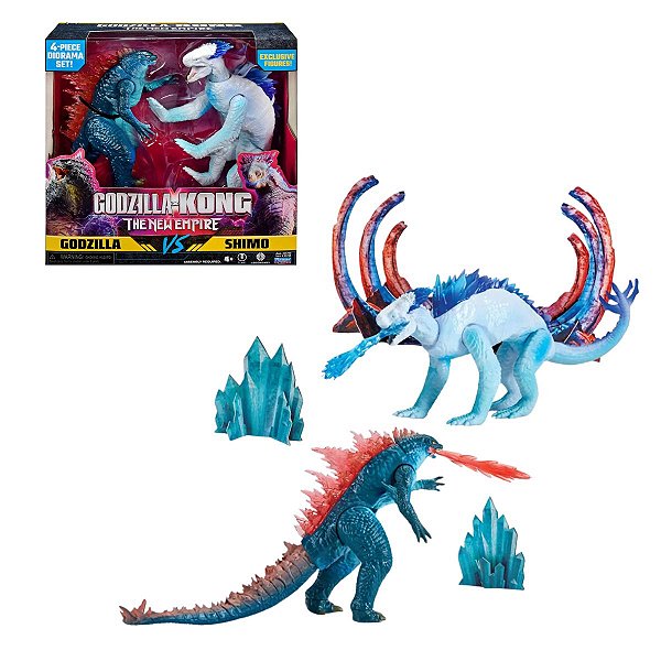 Godzilla e Shimo com Raios + Cenário Diorama 4 Peças Sunny Brinquedos