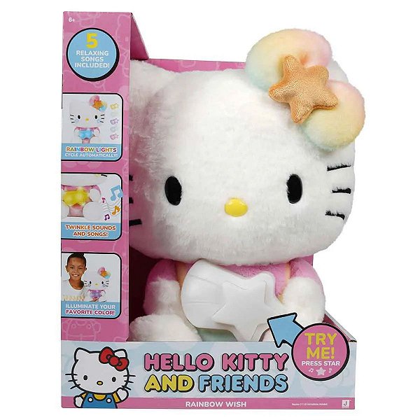 Pelúcia Hello Kitty com Sons e Luzes – Modelo Rainbow Wish Original da Sunny