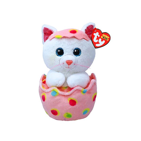 Presente perfeito de Páscoa: Ty Giggles, o gatinho encantador saindo de um ovo super colorido