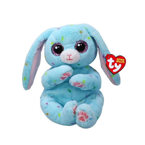 Ty Beanie Bellies Skippy – Coelho Azul de Pelúcia com Pintinhas Coloridas 15cm