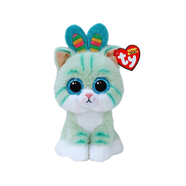 Gumdrop Ty Beanie Boos – Gatinho Azul com Orelhas Coloridas e Poema de Páscoa