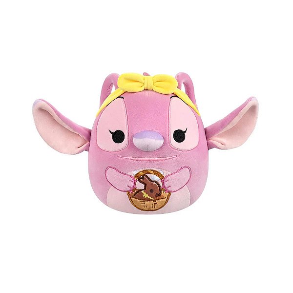 Pelúcia Angel Fofa Squishmallows Disney com Cestinha de Chocolate de Coelho