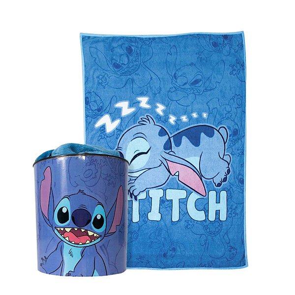 Cobertor Stitch com Estampa Exclusiva e Balde para Pipoca – Super Confortável!