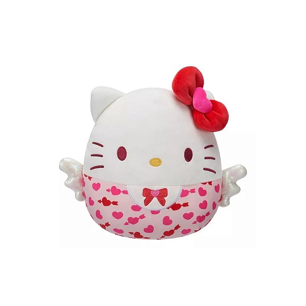 Hello Kitty Sanrio Squishmallows – Pelúcia Fofa com Estampa de Corações e Asinhas