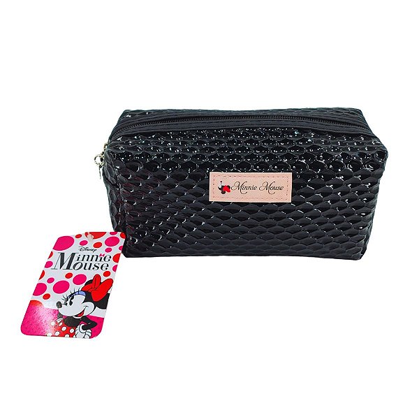 Estojo Necessaire Minnie com Alça Removível e Etiqueta Bordada Disney