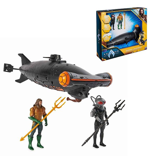 Kit Aquaman e Arraia Negra com Submarino Iluminado e Mais de 10 Sons – DC