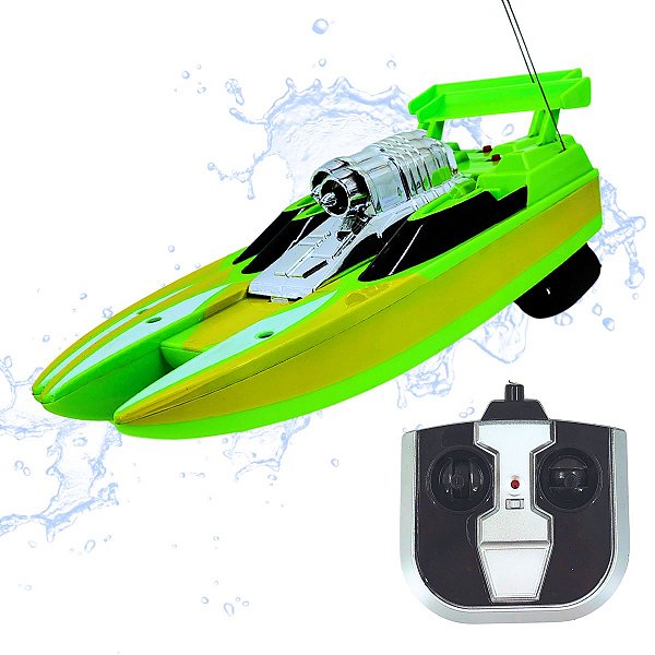 Lancha de Controle Remoto Infantil com Duas Turbinas – Super Boat 25cm – Alta Diversão na Água