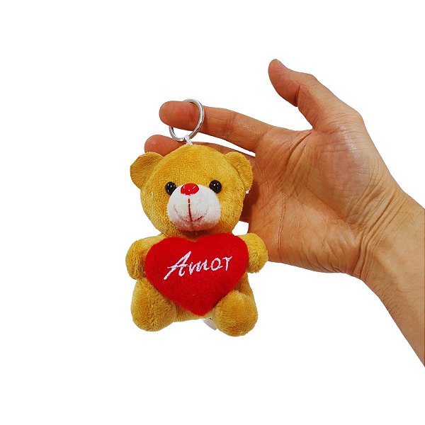 Mini Ursinho com Chaveiro e Coração Amor – Brinde ou Presente Delicado e Barato