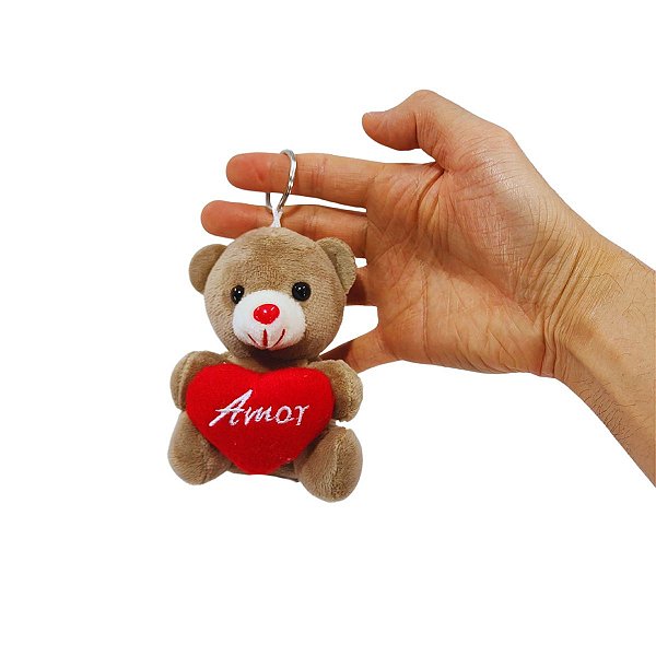 Mini Ursinho com Chaveiro e Coração Amor – Brinde ou Presente Delicado e Barato