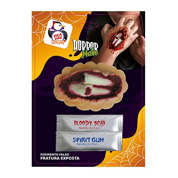 Ferimento Falso Horror Make Fratura Exposta com Cola e Sangue para Maquiagem de Halloween
