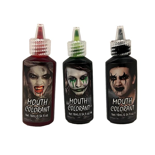 Kit Horror Make Corante Para Boca 3 Cores 16ml Cada Maquiagem Artística Halloween Terror