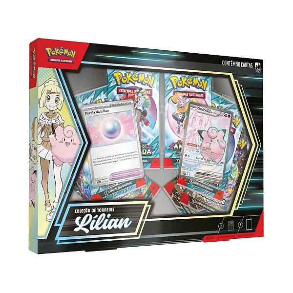 Pokémon TCG Coleção de Torneios Lílian com 50 Cartas, Boosters e Código para o Jogo Online