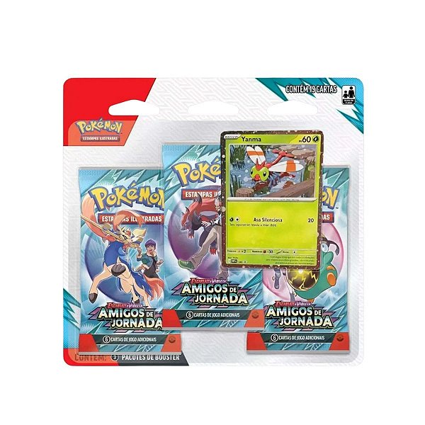 Pokémon TCG Blister Triplo com Yanma, 3 Boosters e Carta Holográfica – Amigos de Jornada