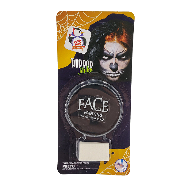 Tinta para Pintura Facial Preto Horror Make – Maquiagem Artística Halloween