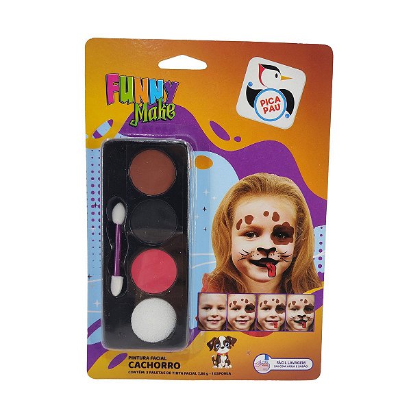 Kit Pintura Facial Cachorro Infantil Funny Make Pica Pau Lavável