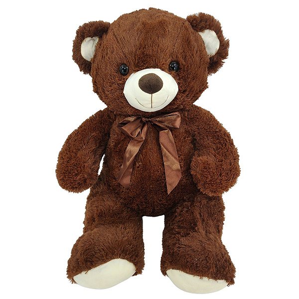 Urso de Pelúcia Grande 70cm Fizzy Toys Cor Chocolate com Lacinho