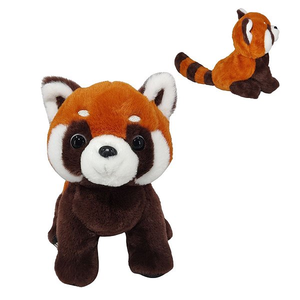 Panda Vermelho de Pelúcia 25cm Macio com Detalhes Marrom
