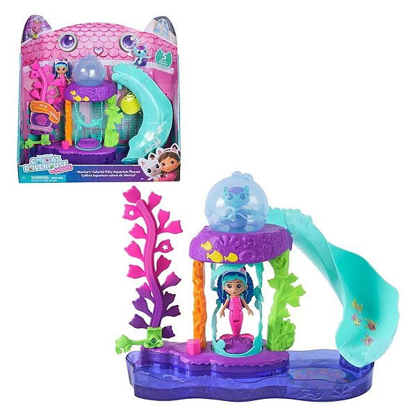 Playset Gabby’s Dollhouse Boneca Sereia com Escorregador e MerCat