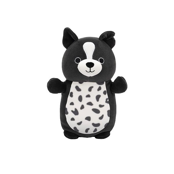 Pelúcia Squishmallows Me Abraça Monty Cachorro Preto e Branco 26cm Sunny Original
