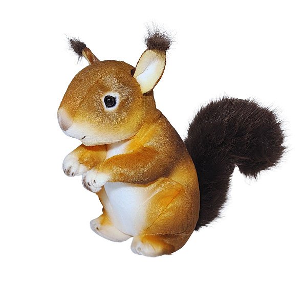 Esquilo de Pelúcia Fizzy Toys Marrom Realista com Cauda Fofa e Macia