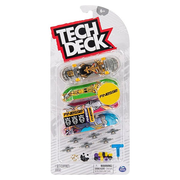 Kit 4 Skates de Dedo Tech Deck Finesse Sunny Original com 4 Modelos
