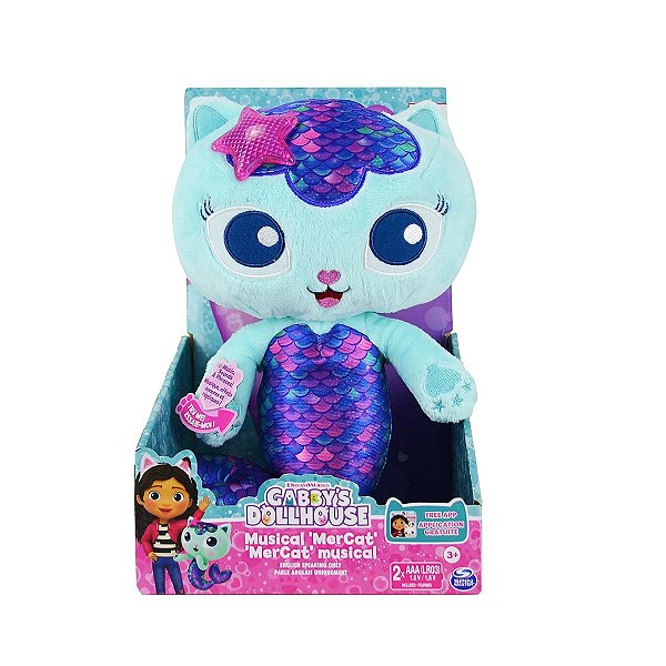 Pelúcia MerCat Sereiata Gabby’s Dollhouse com Som e Luzes – Sunny Brinquedos
