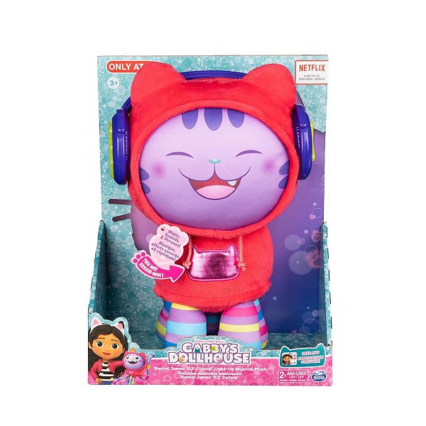 Pelúcia DJ Catnip Gabby’s Dollhouse com Som e Luzes – Sunny Brinquedos