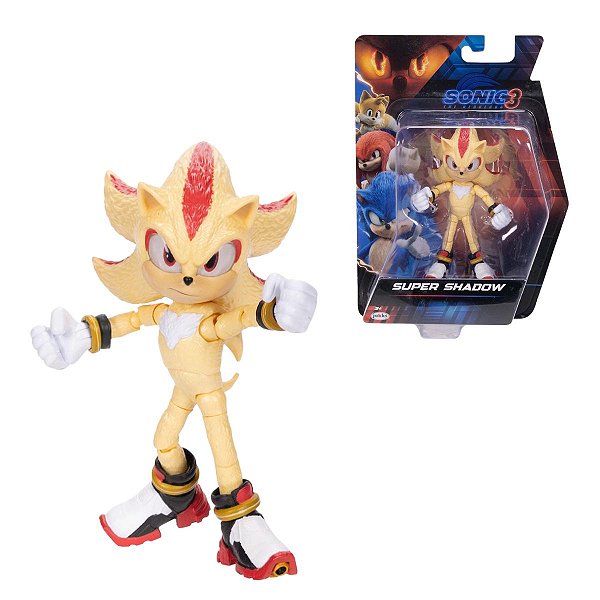 Boneco Super Shadow Sonic 3 Sunny 13cm Articulado com 22 Pontos