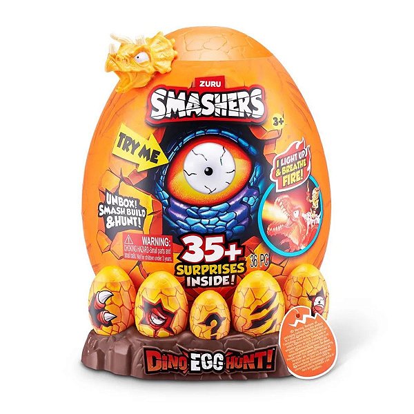 Smashers Dino Egg Hunt Fun Divirta-se Dino Laranja com Slime e Fogo